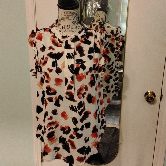 Dkny Tops - Women's NWT Orange/Brown Flutter Sleeve Top front button closure by DKNY Size M